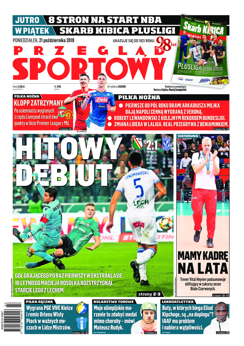 Legia Warszawa - Lech Poznań 2:1, 19.10.2019 Przegląd Sportowy