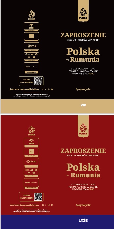 Zaproszenie z meczu kobiet Polska - Rumunia 3:0 (03.06.2025)