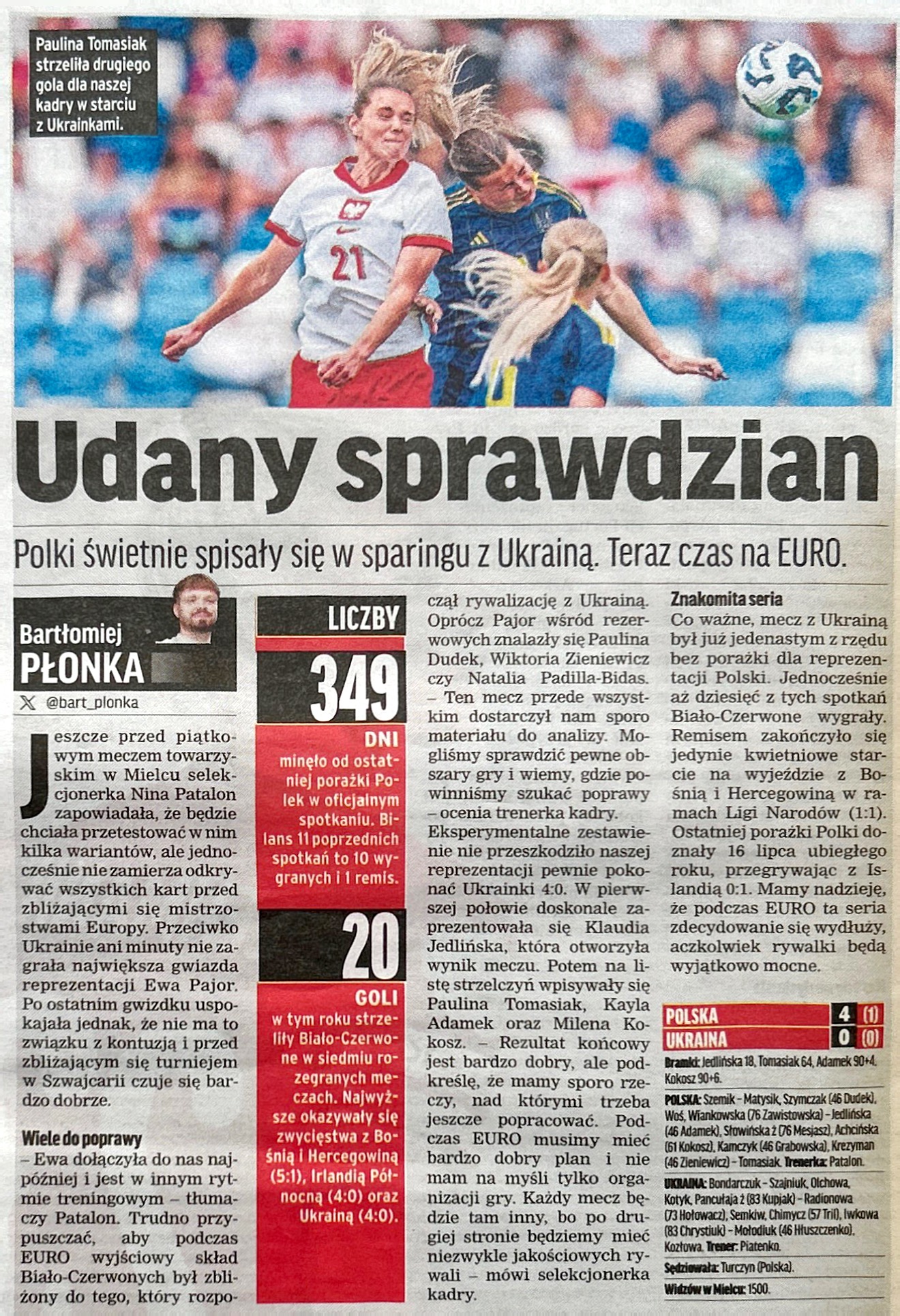Przegląd Sportowy po meczu kobiet Polska - Ukraina 4:0 (27.06.2025)