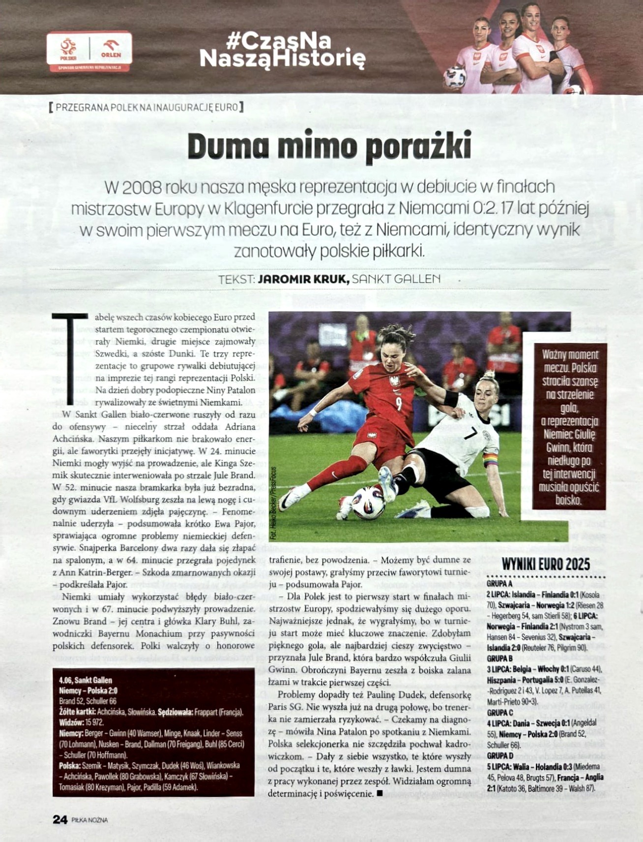 Piłka Nożna po meczu kobiet Niemcy - Polska 2:0 (04.07.2025)
