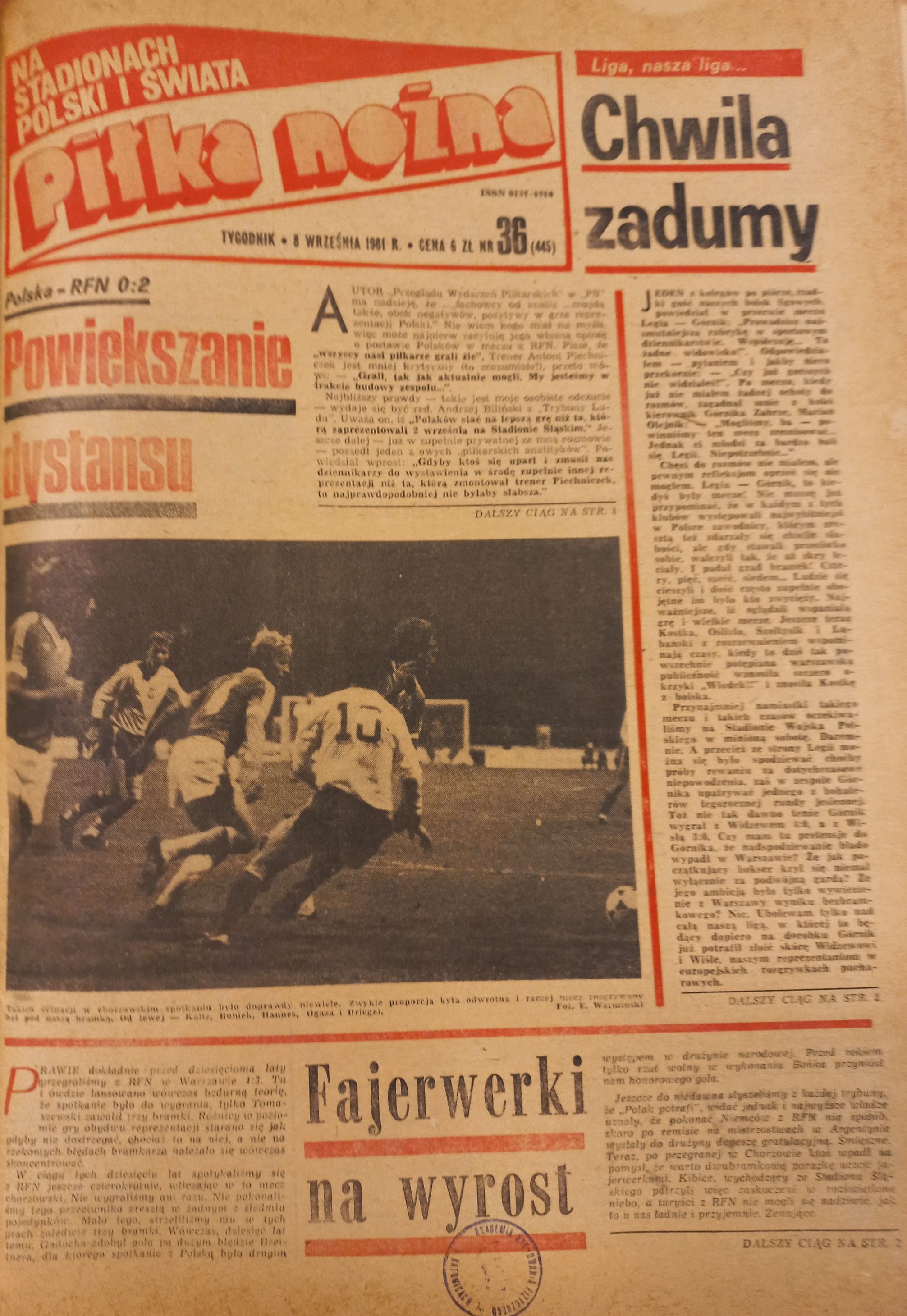 Piłka Nożna po meczu Polska - RFN 0:2 (02.09.1981)