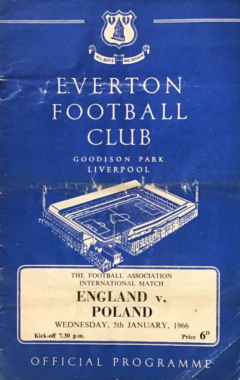 Program meczowy Anglia - Polska 1:1 (05.01.1966)
