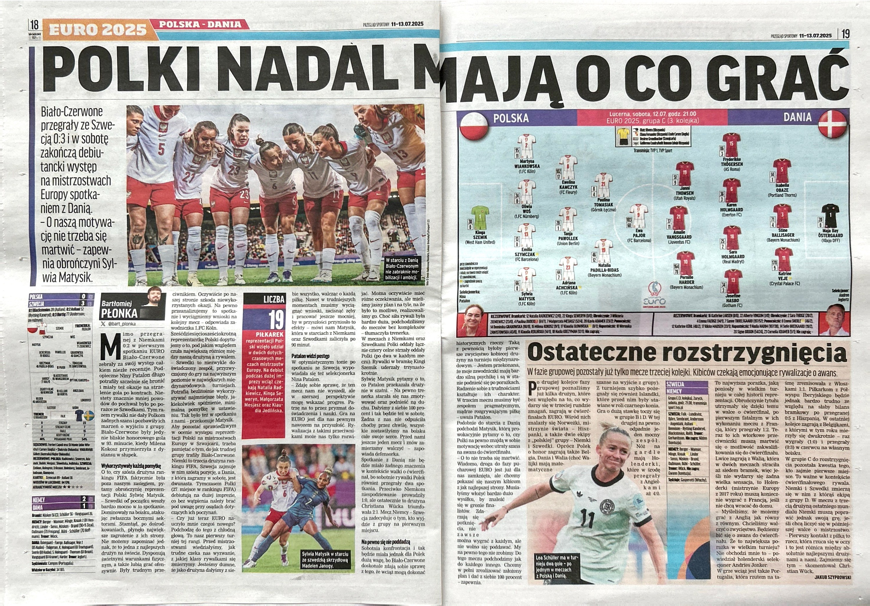 Przegląd Sportowy po meczu kobiet Polska - Szwecja 0:3 (08.07.2025)