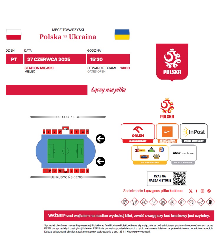 Bilet z meczu Polska - Ukraina 4:0 kobiety (27.06.2025)