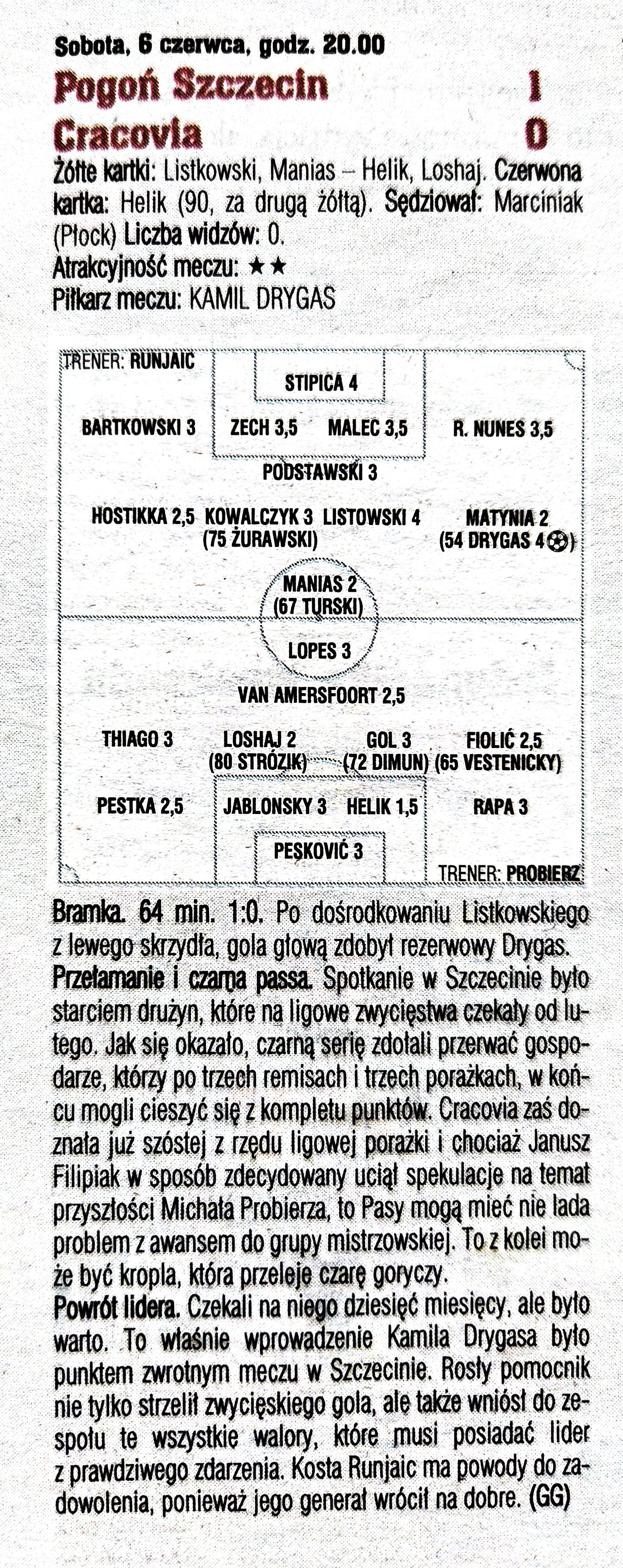 Pogoń Szczecin - Cracovia 1:0, 06.06.2020 Tygodnik Piłka Nożna