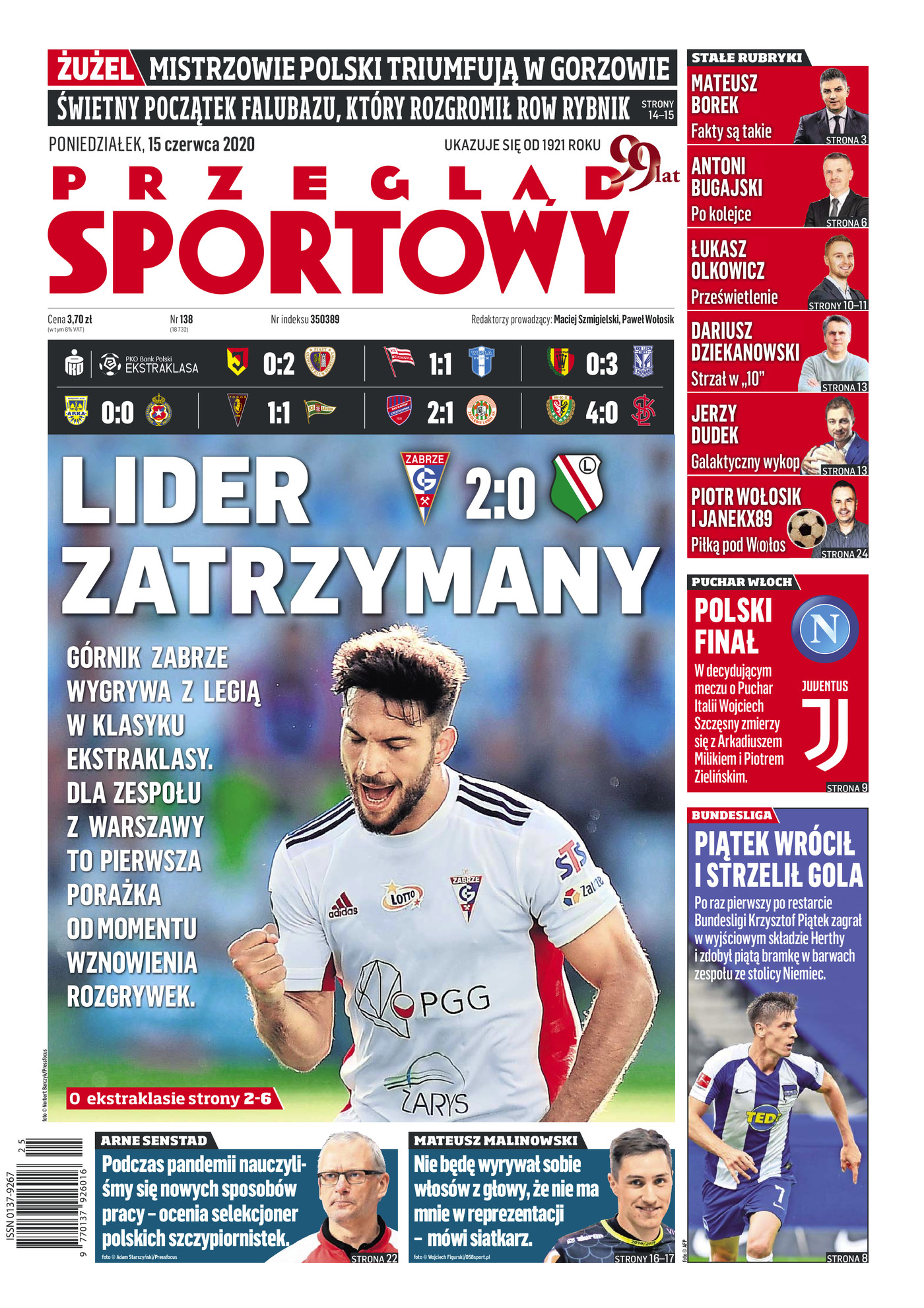 Jagiellonia Białystok - Piast Gliwice 0:2, 14.06.2020 Przegląd Sportowy