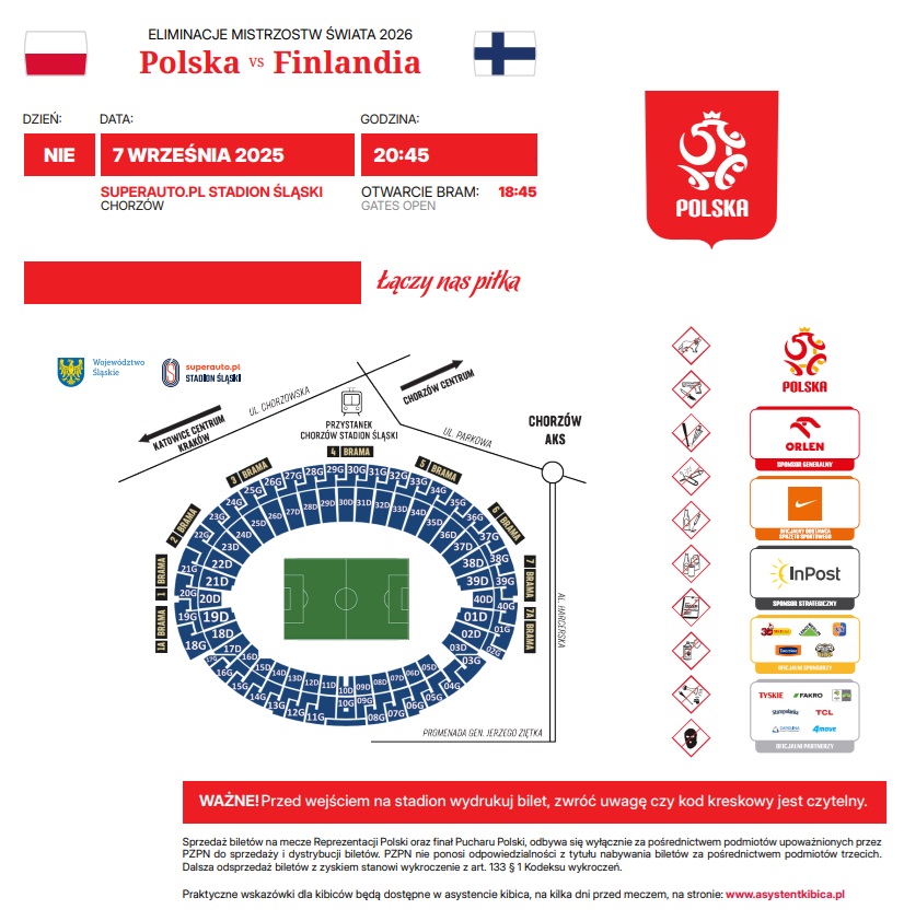 Polska - Finlandia 3:1, 07.09.2025 Bilet print at home