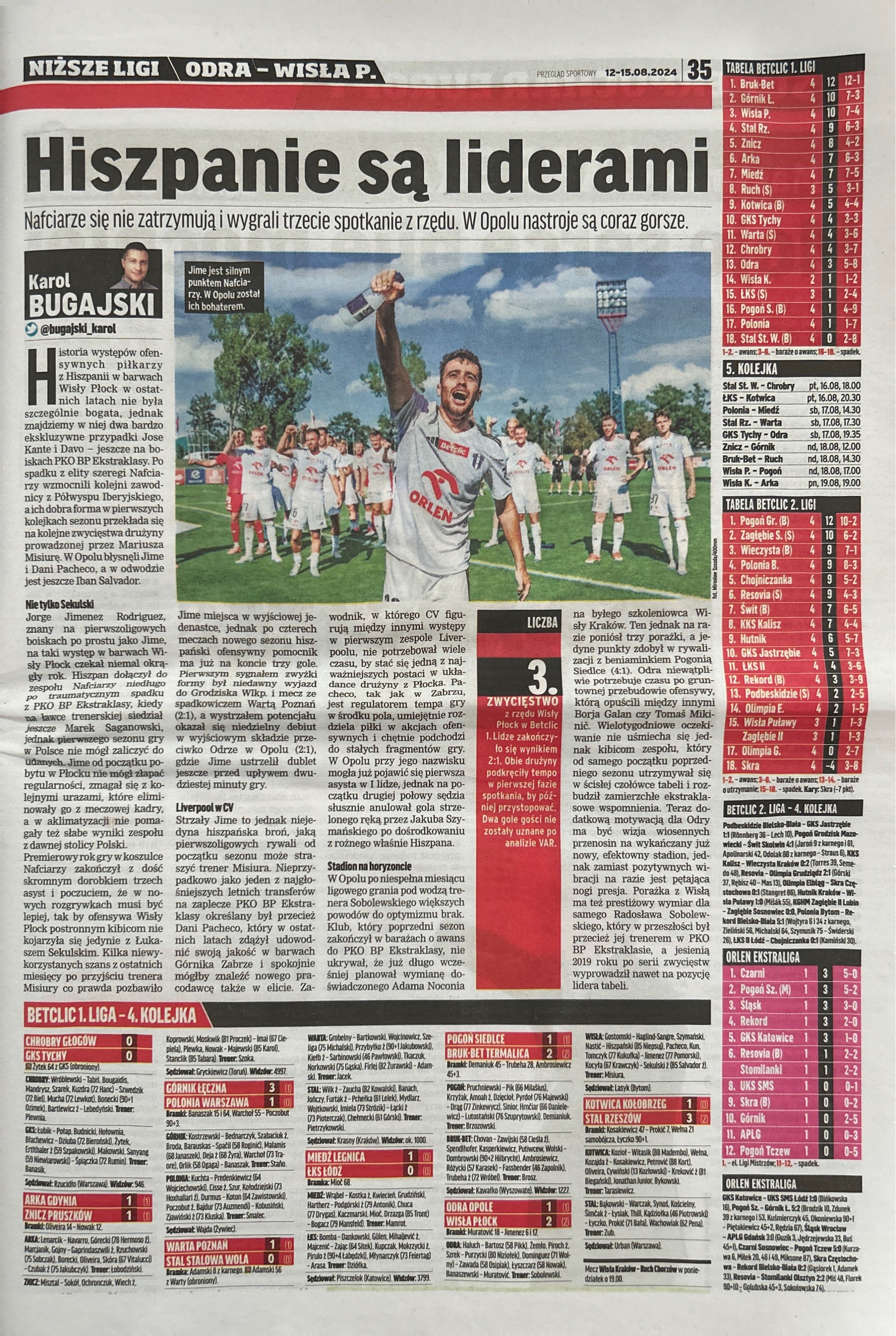 Przegląd Sportowy po meczu Odra Opole - Wisła Płock 1:2 (11.08.2024)