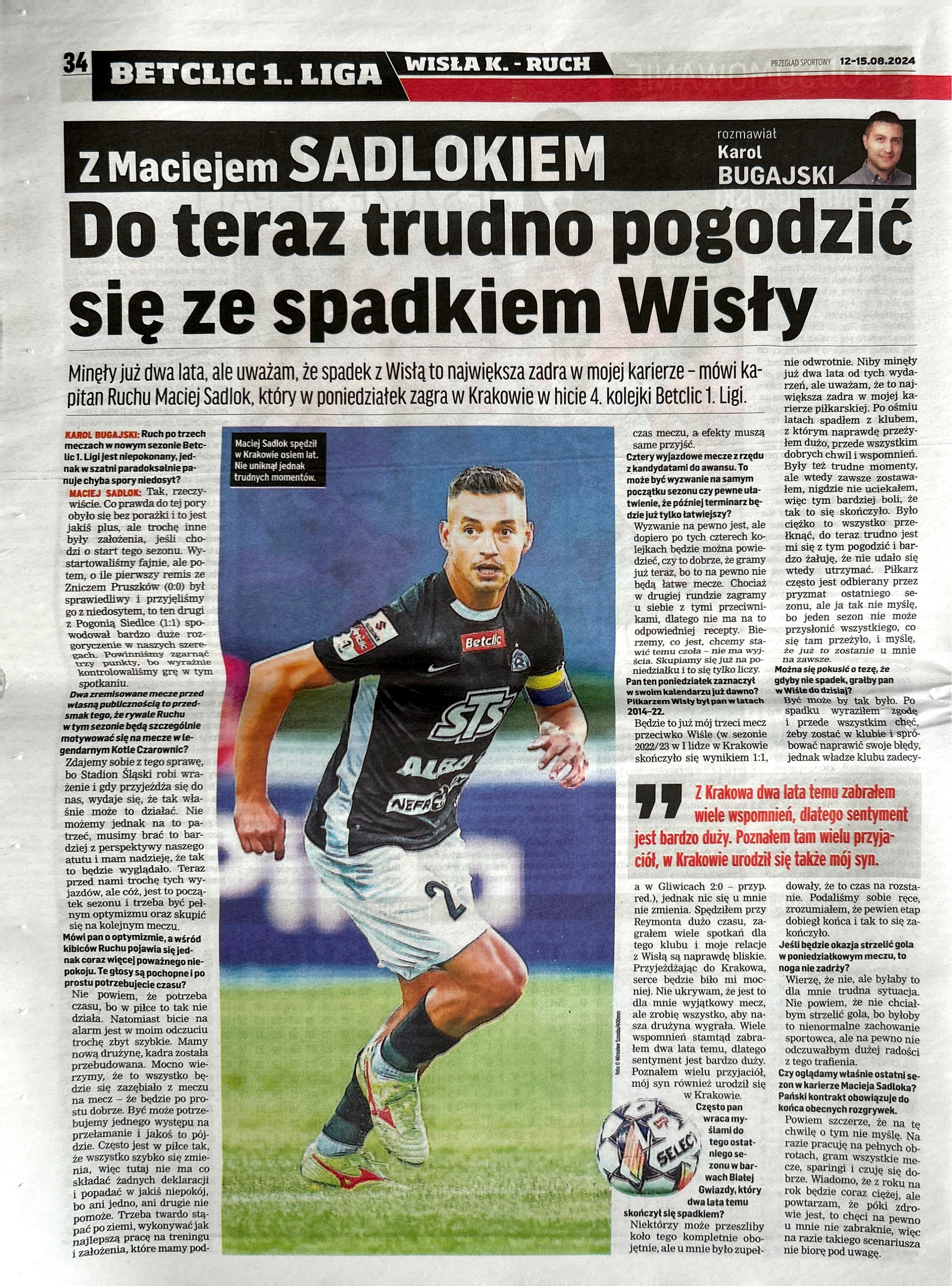 Przegląd Sportowy przed meczem Wisła Kraków - Ruch Chorzów 3:1 (12.08.2024)