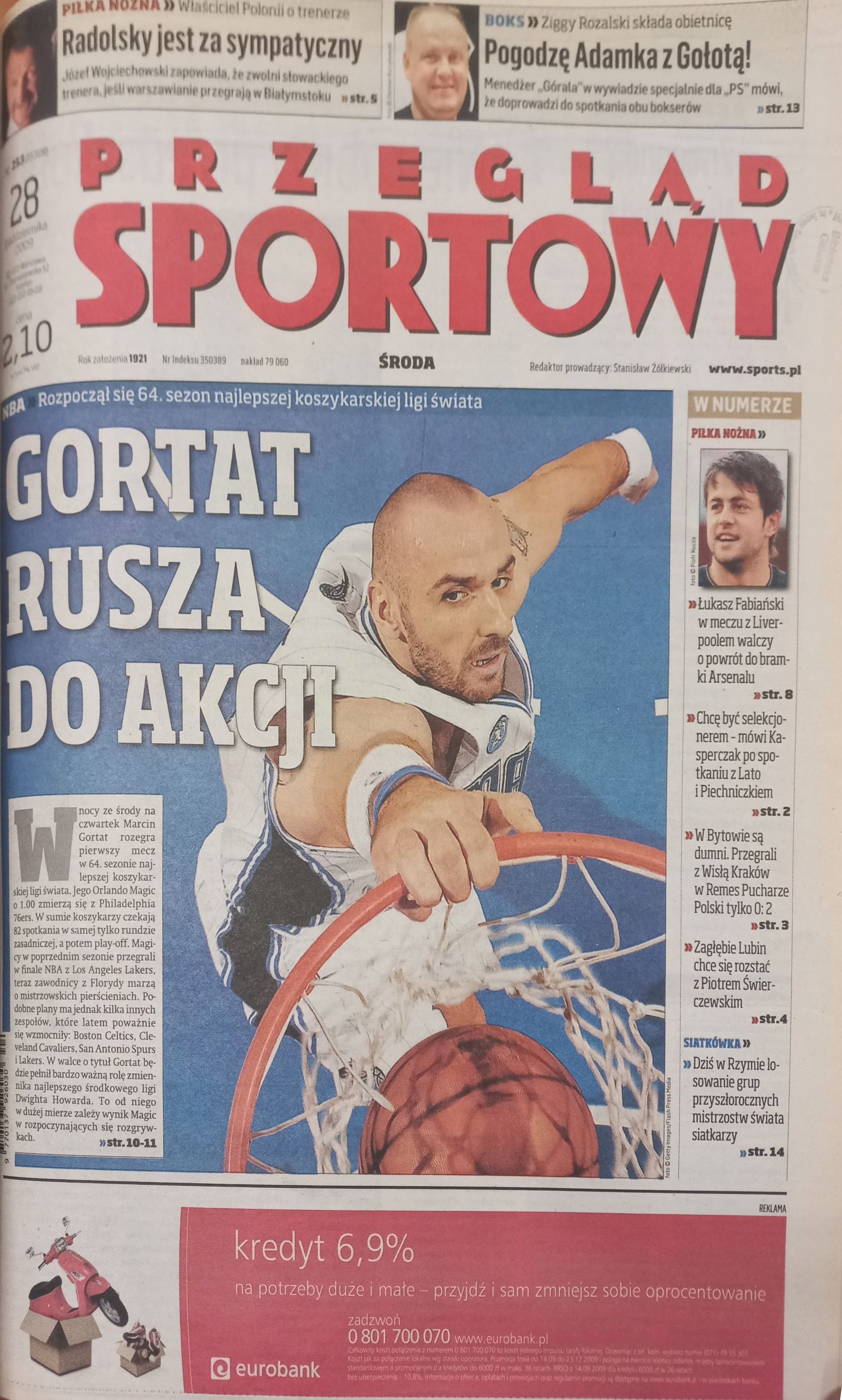 Przegląd Sportowy po meczu Bytovia II Bytów - Wisła Kraków 0:2 (27.10.2009)