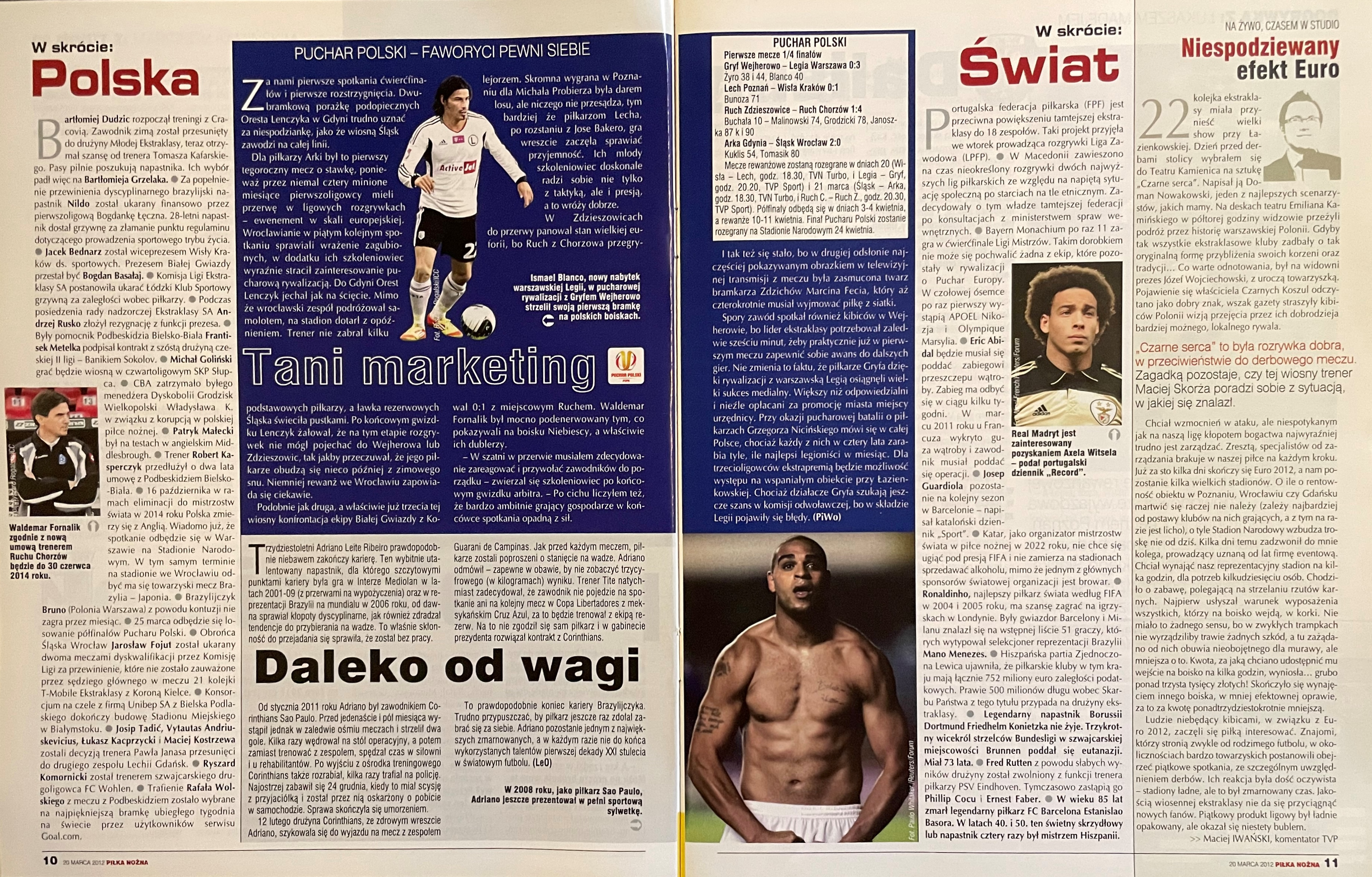 Piłka Nożna po meczu Gryf Wejherowo - Legia Warszawa 0:3 (13.03.2012)