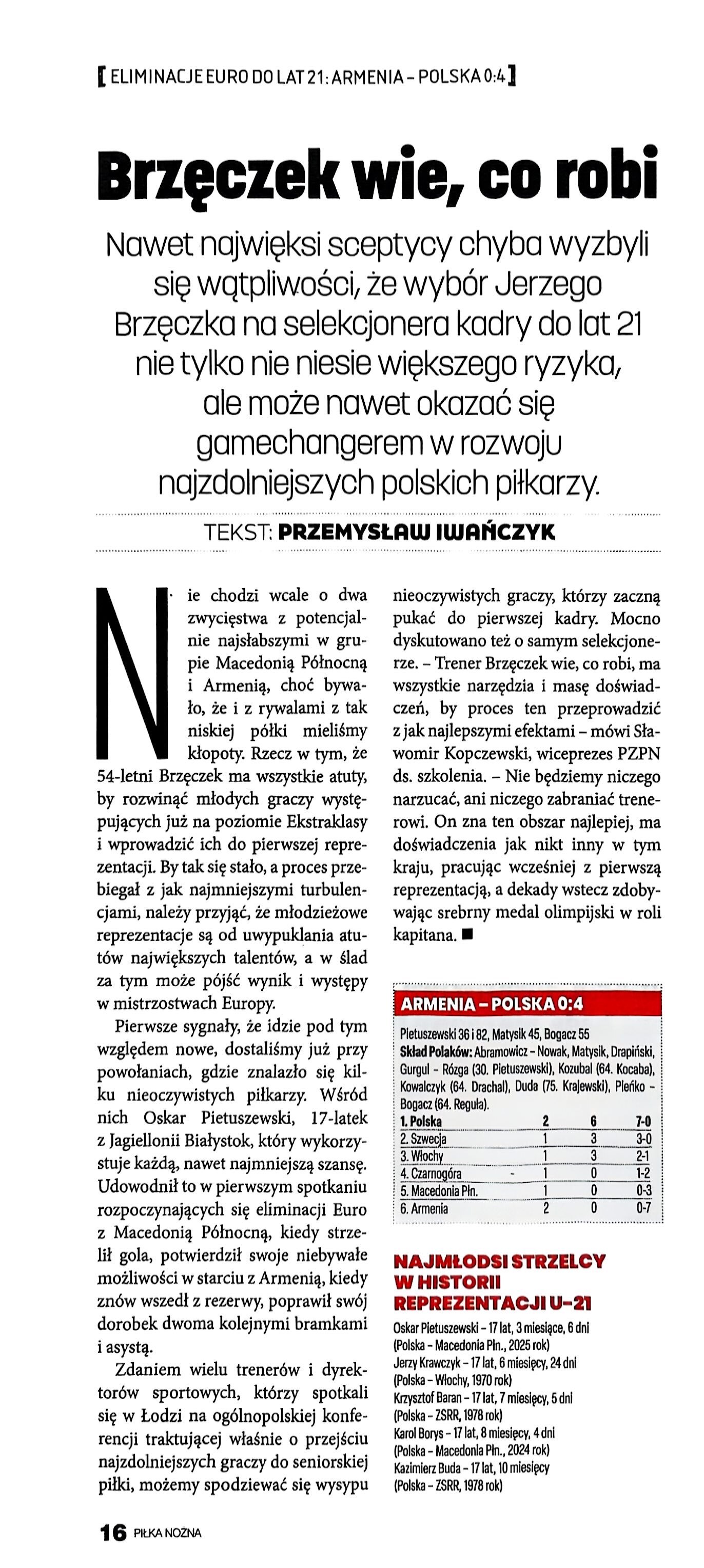 Piłka Nożna po meczu U21 Armenia - Polska 0:4 (09.09.2025)