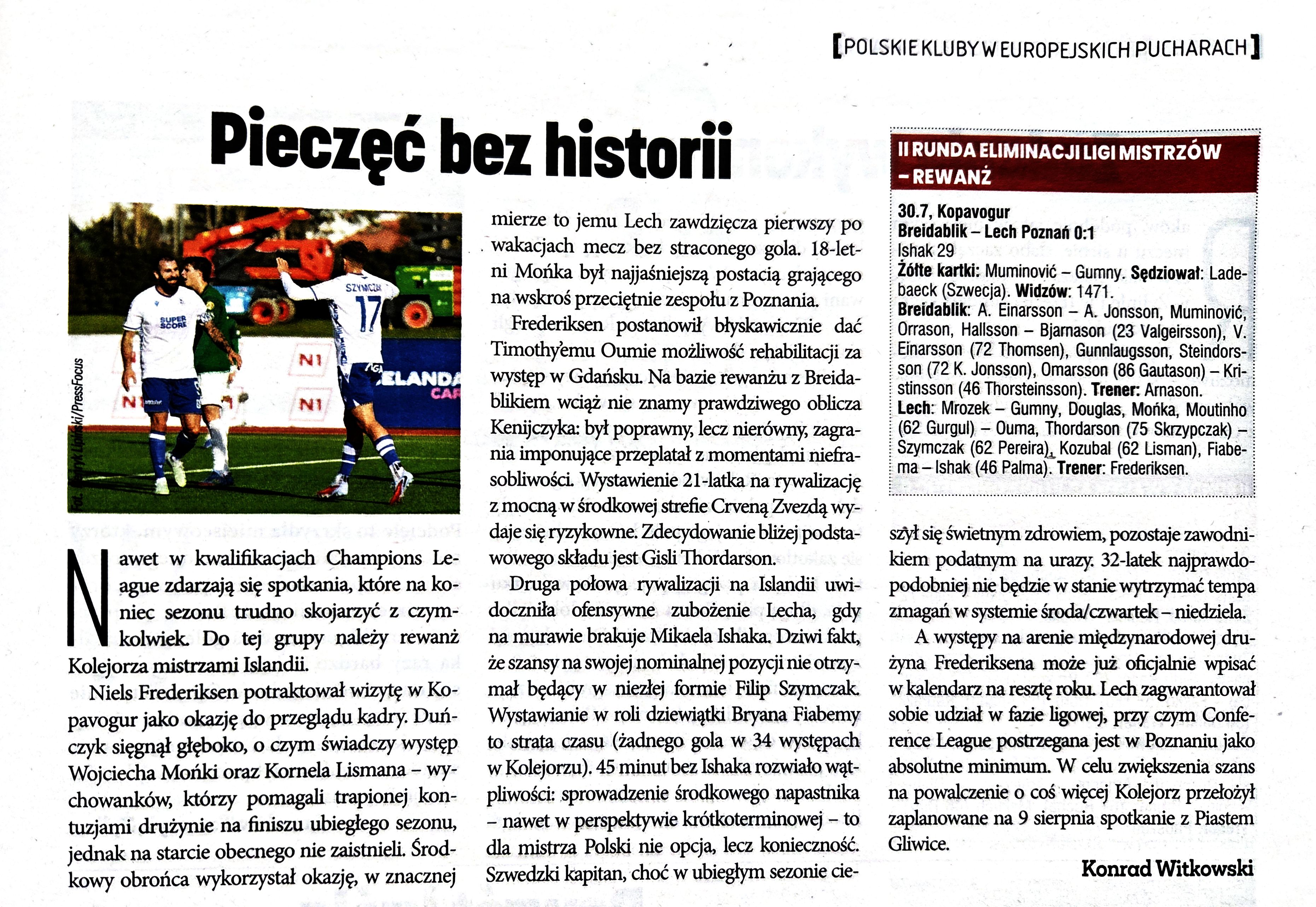 Breiðablik - Lech Poznań 0:1, 30.07.2025 Tygodnik Piłka Nożna