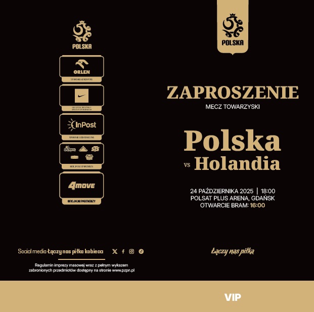 Zaproszenia VIP z meczu kobiet Polska - Holandia 0:0 (24.10.2025)