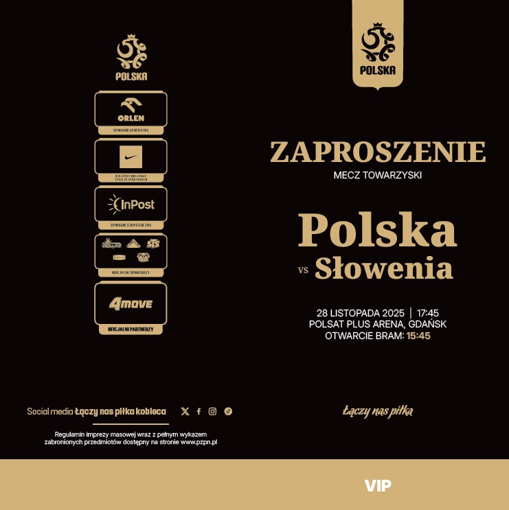 Zaproszenia VIP z meczu kobiet Polska - Słowenia 1:0 (28.11.2025)