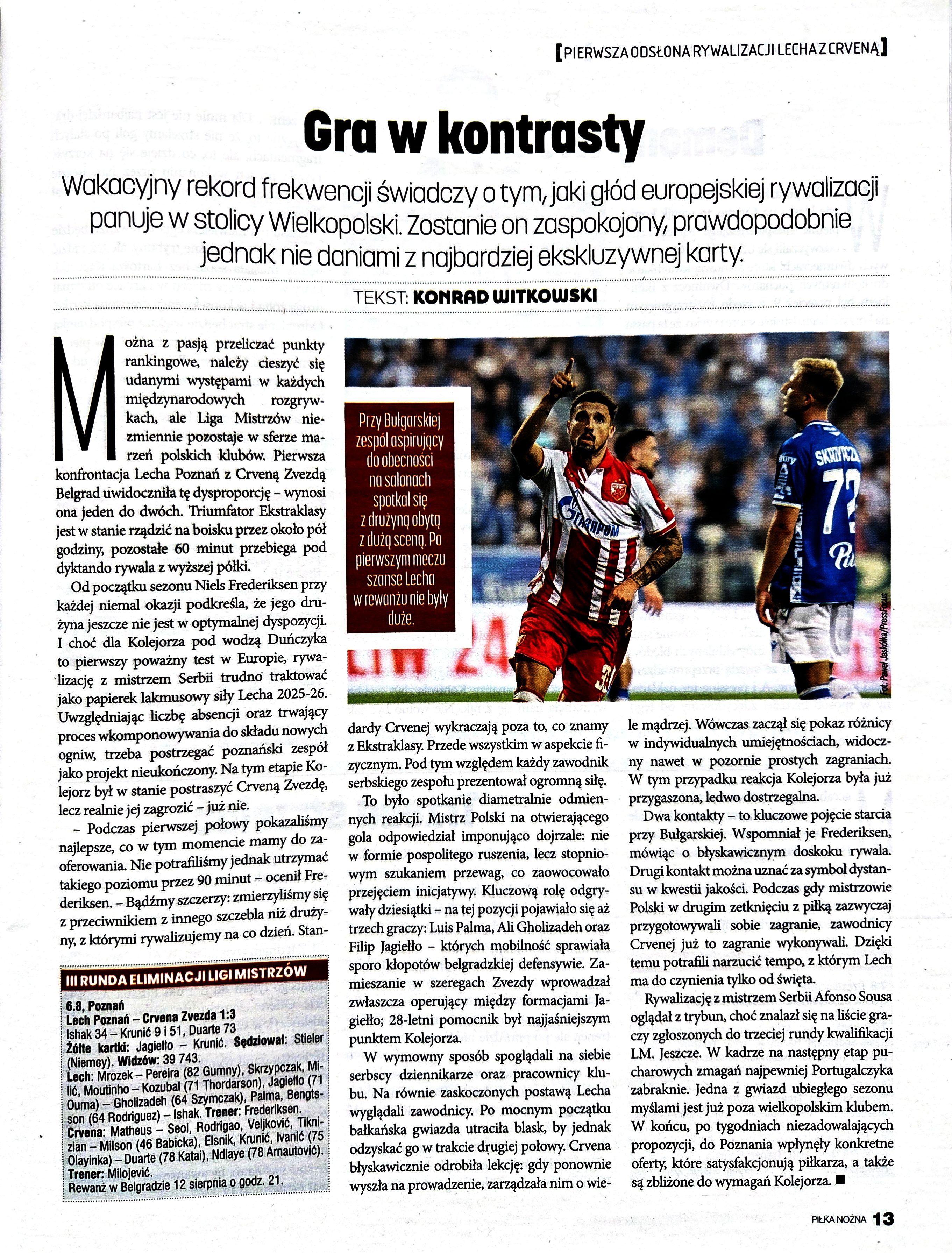 Lech Poznań - Crvena Zvezda Belgrad 1:3, 06.08.2025 Tygodnik Piłka Nożna