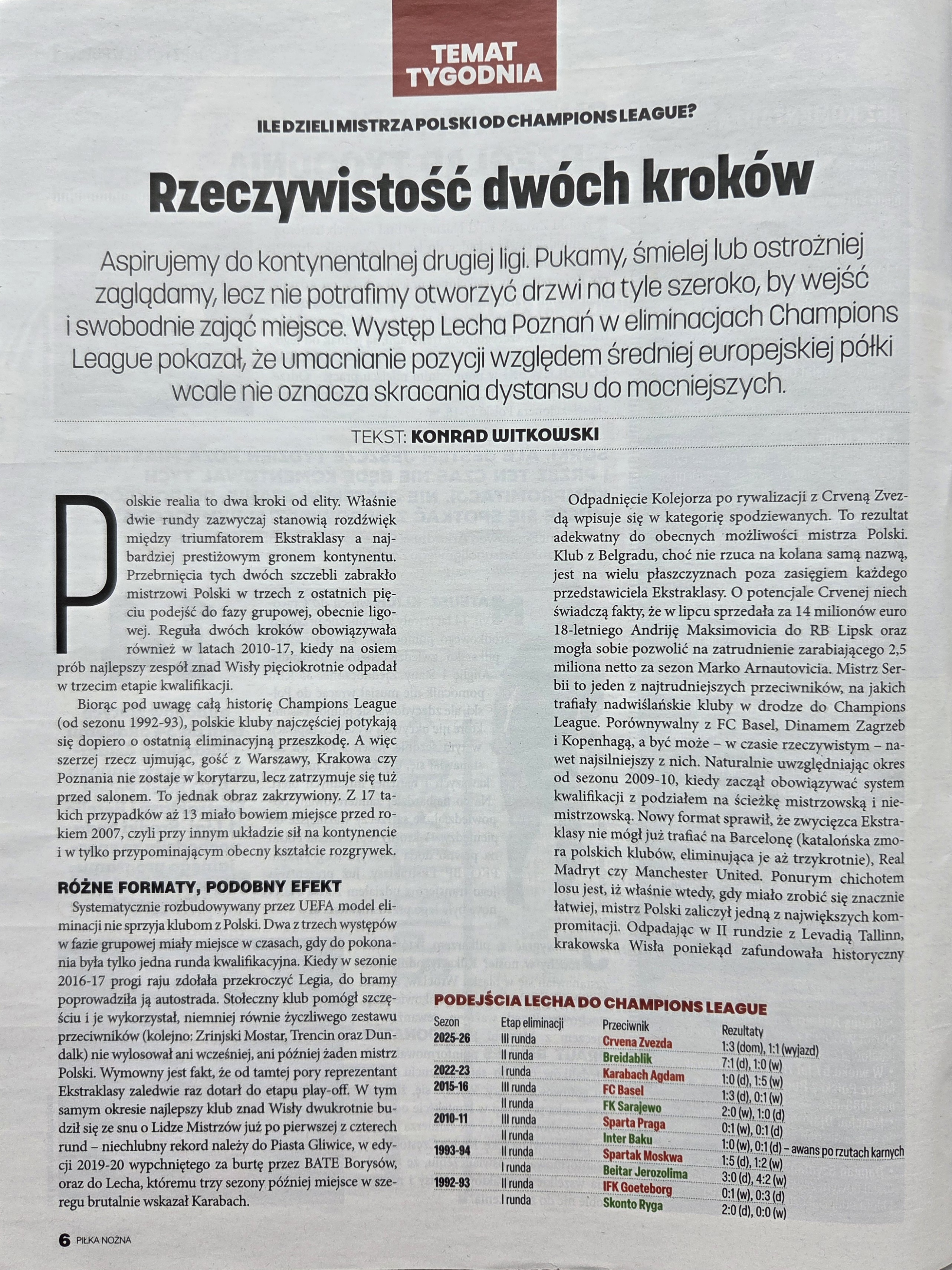 Crvena Zvezda Belgrad - Lech Poznań 1:1, 12.08.2025 Tygodnik Piłka Nożna