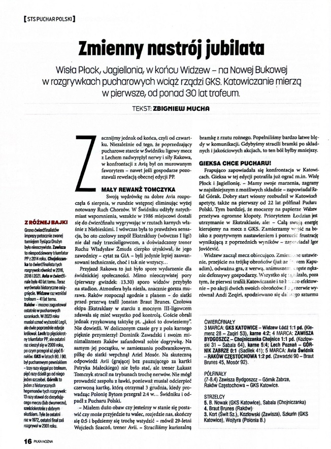 Tygodnik Piłka Nożna po meczach 1/4 finału STS Pucharu Polski