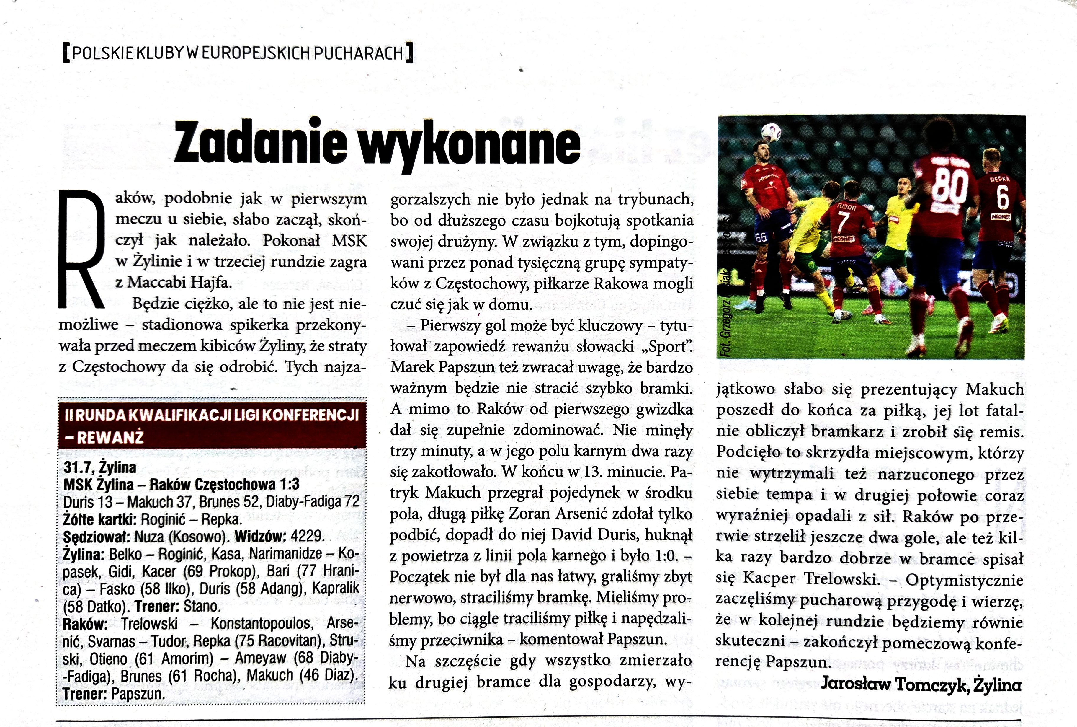 MŠK Žilina - Raków Częstochowa 1:3, 31.07.2025 Tygodnik Piłka Nożna