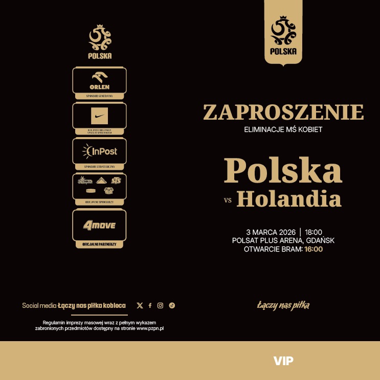 Zaproszenia VIP z meczu kobiet Polska - Holandia 2:2 (03.03.2026)