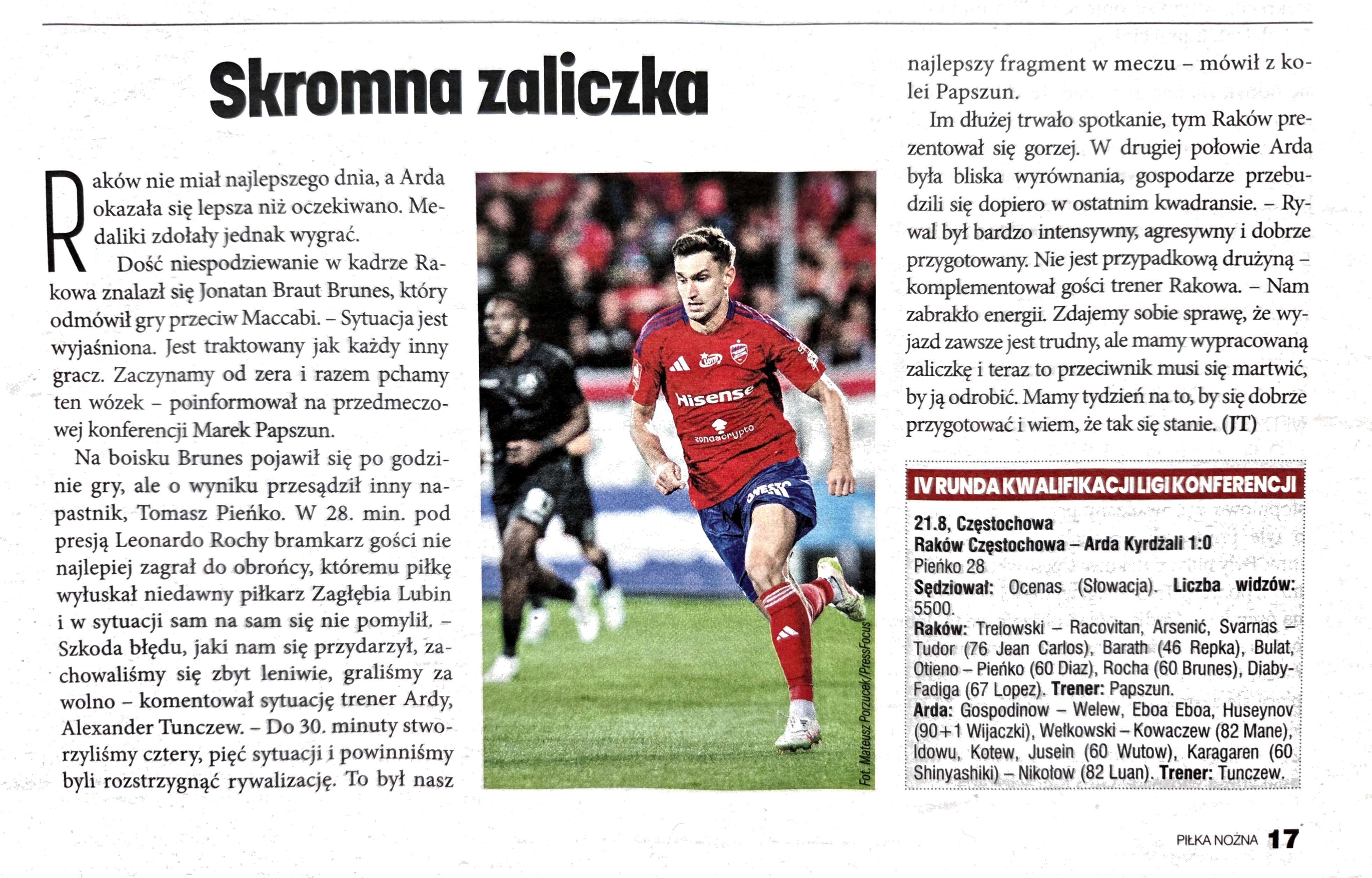 Raków Częstochowa - Arda Kyrdżali 1:0, 21.08.2025 Tygodnik Piłka Nożna