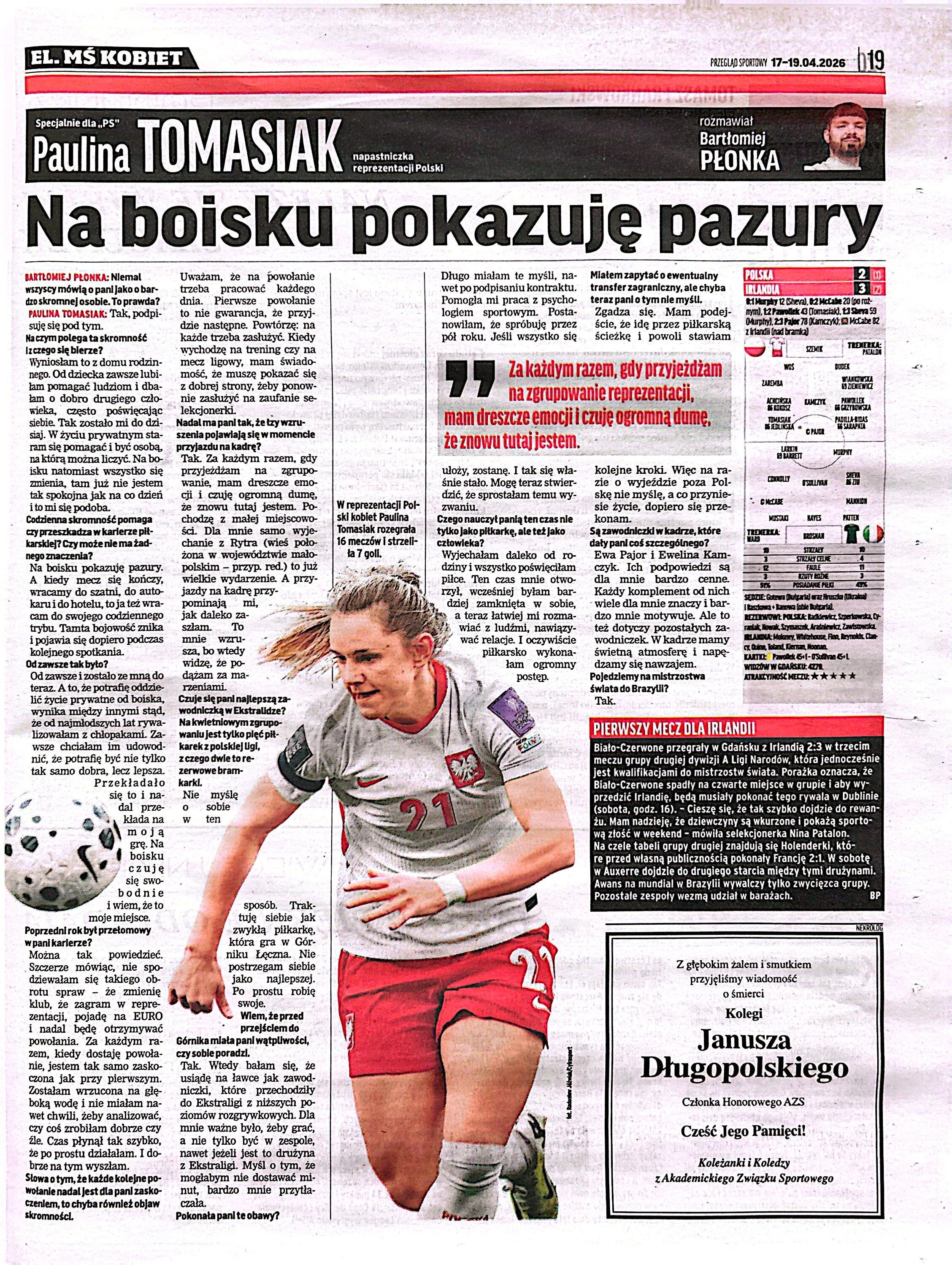 Przegląd Sportowy po meczu kobiet Polska - Irlandia 2:3 (14.04.2026)