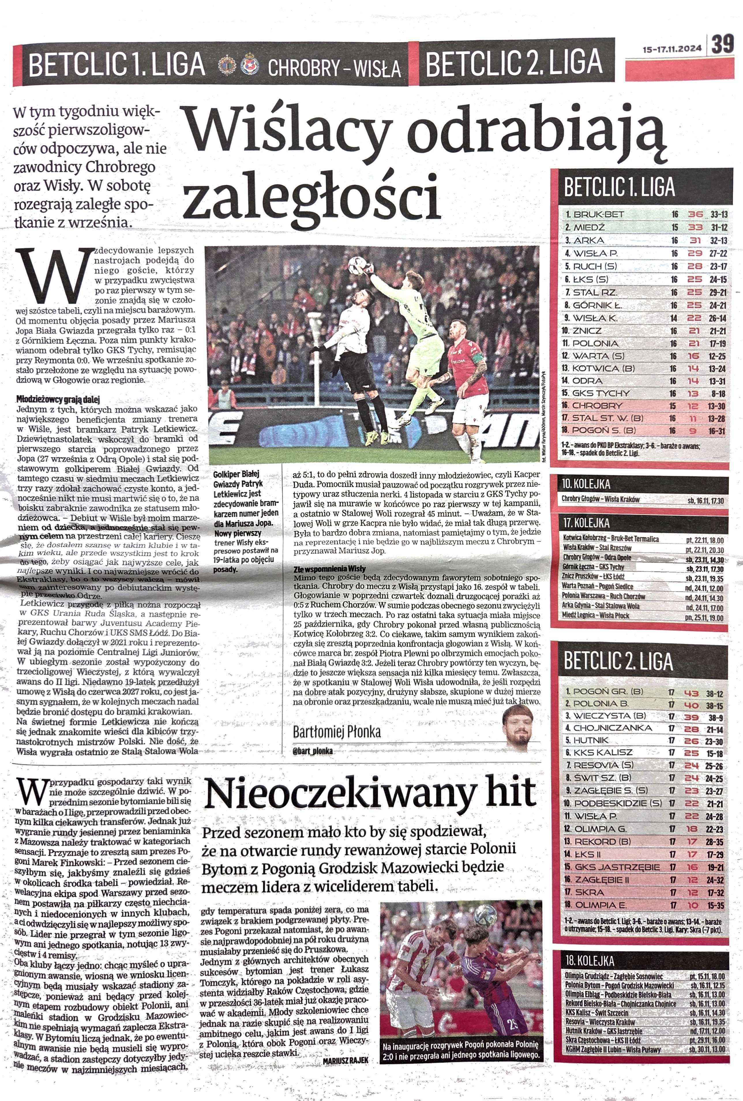 Chrobry Głogów - Wisła Kraków 0:3, 16.11.2024 Przegląd Sportowy