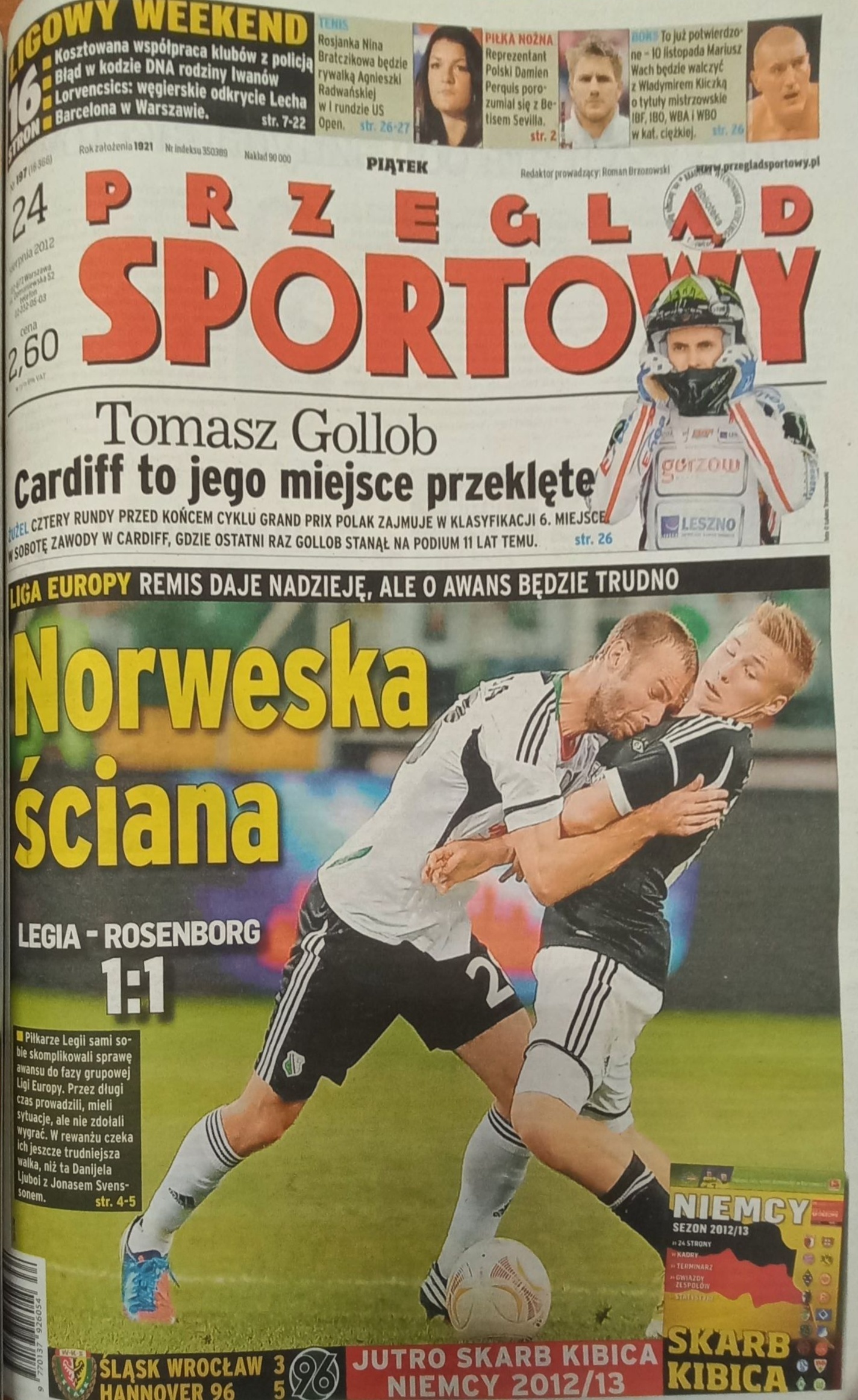 Przegląd Sportowy po meczu Legia Warszawa - Rosenborg Trondheim 1:1 (23.08.2012)