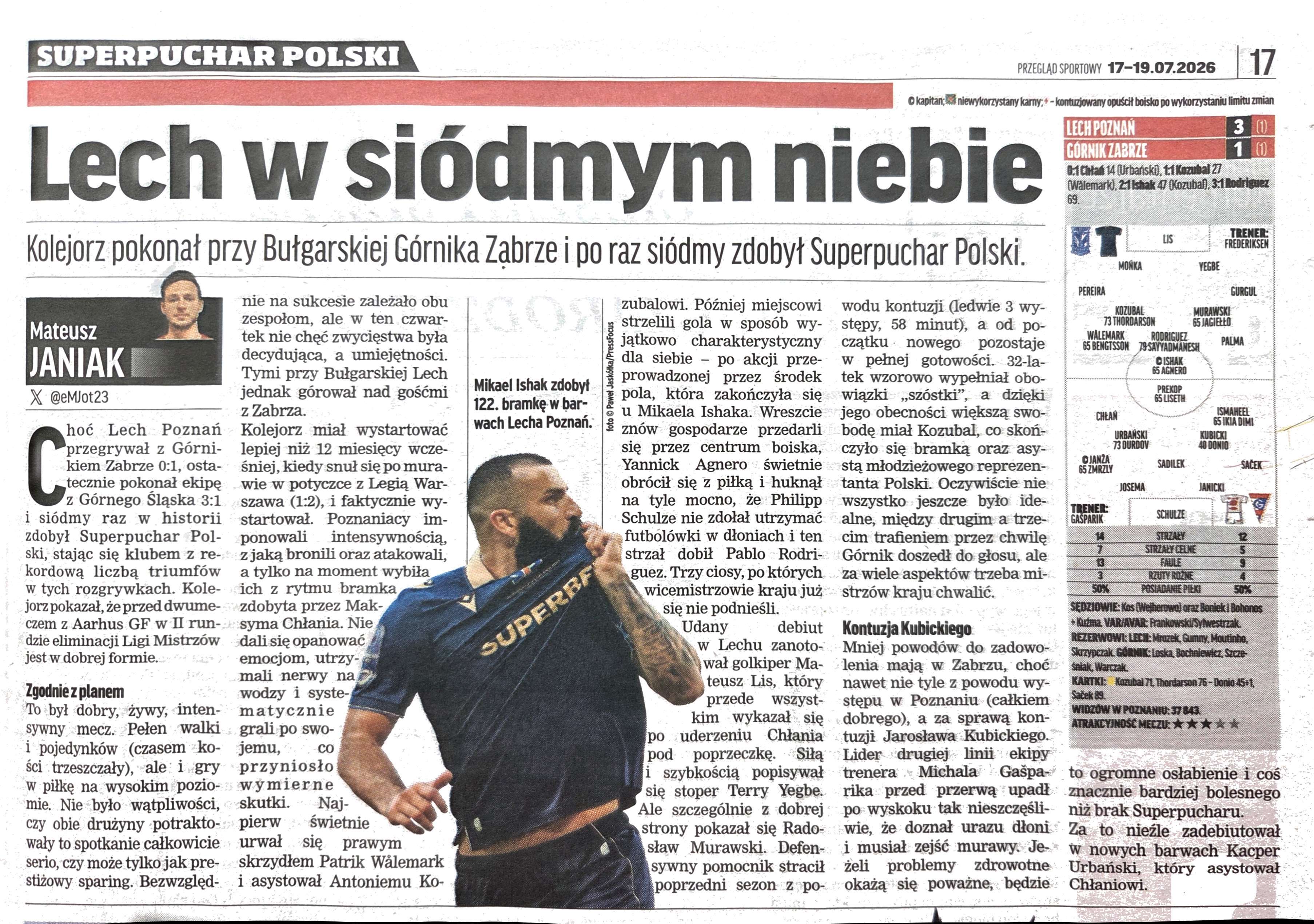 Lech Poznań - Górnik Zabrze 3:1, 16.07.2026 Przegląd Sportowy