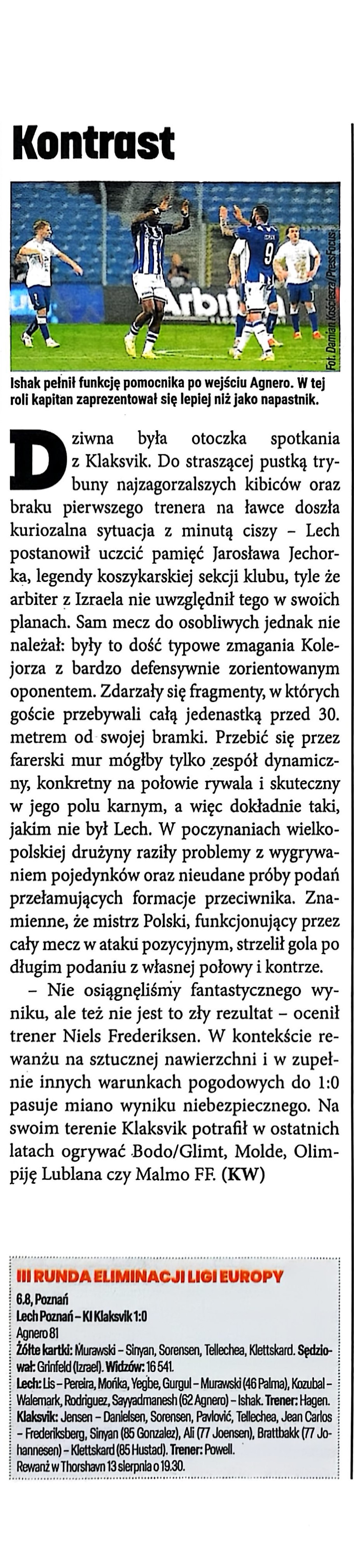 Piłka Nożna po meczu Lech Poznań - KÍ Klaksvik 1:0 (06.08.2026)