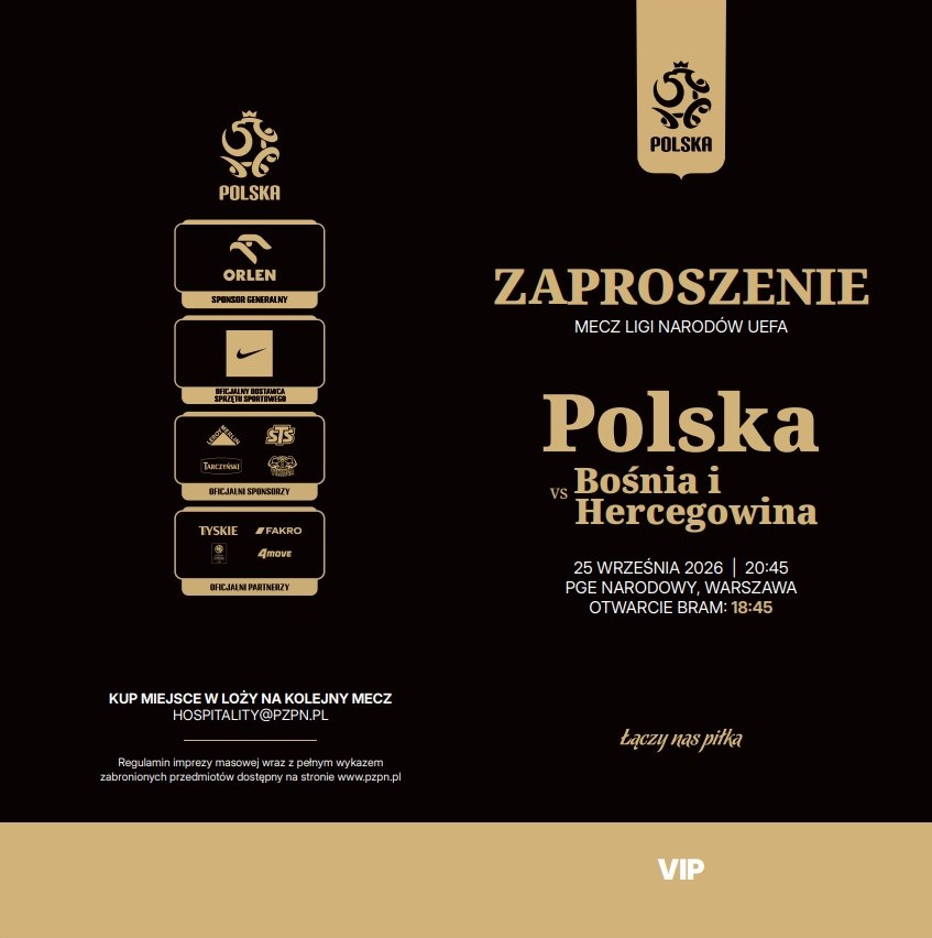 Polska - Bośnia i Hercegowina 0:0, 25.09.2026 Zaproszenie