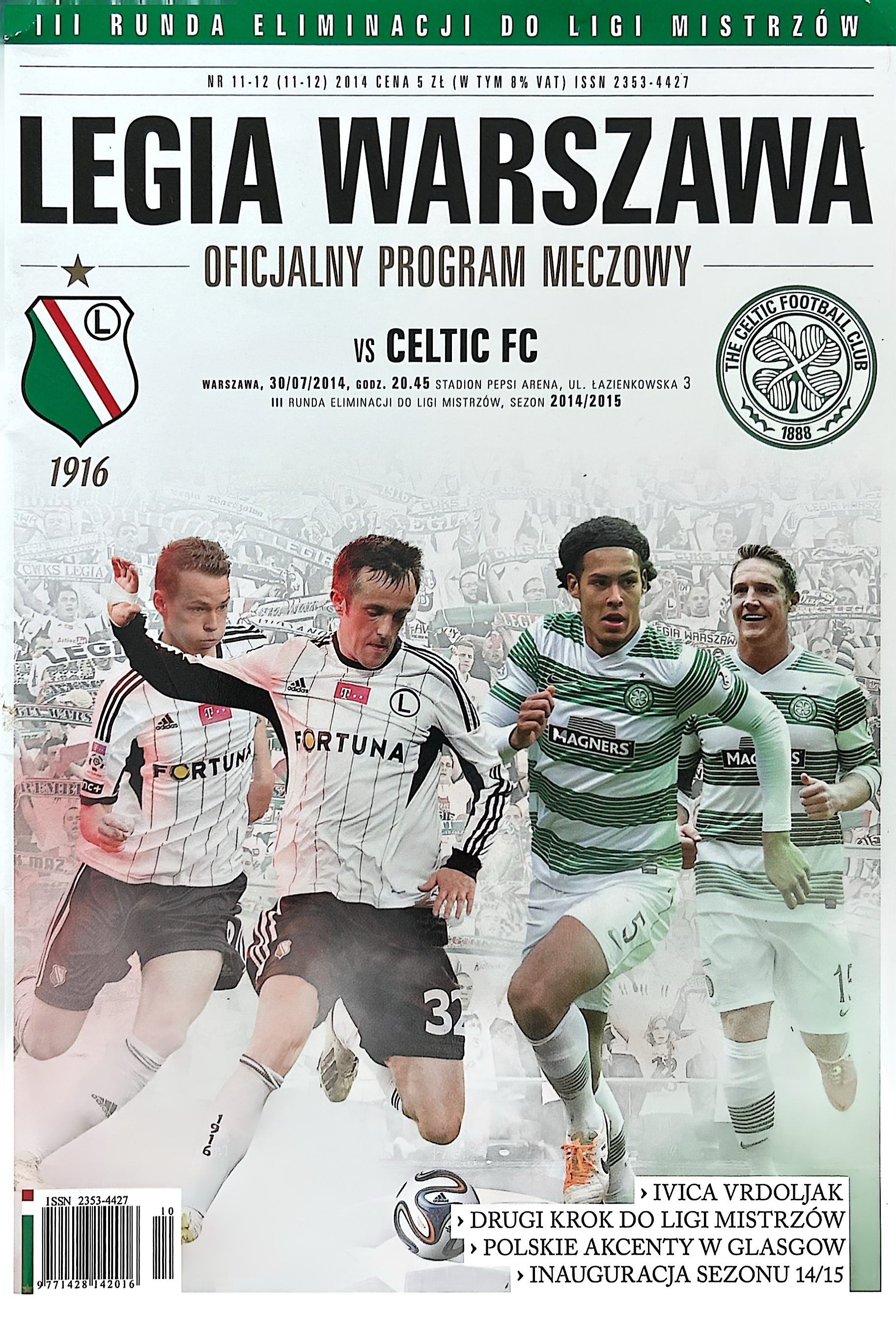 Program meczowy Legia Warszawa - Celtic Glasgow 4:1 (30.07.2014)