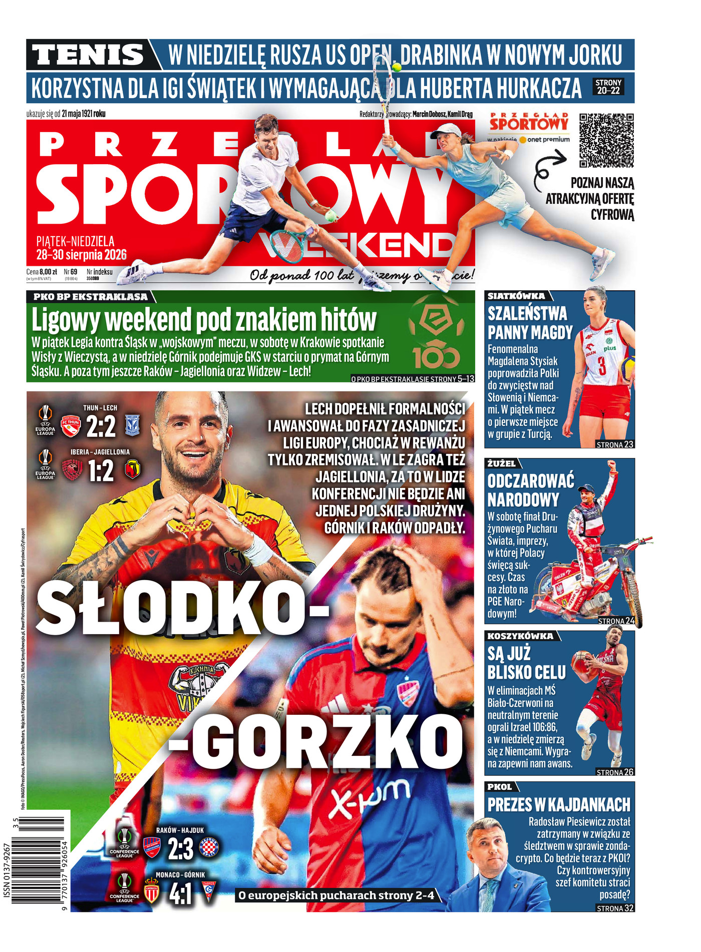 Przegląd Sportowy po meczach FC Thun - Lech Poznań 2:2 i Raków Częstochowa - Hajduk Split 2:3 (27.08.2026)