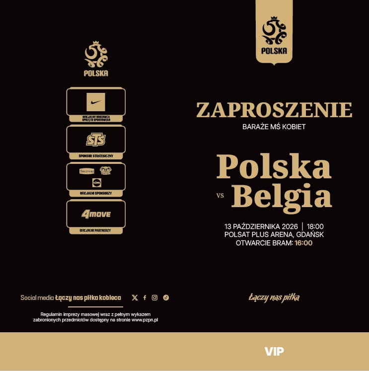 Zaproszenia VIP z meczu Polska - Belgia 3:2, k. 4-3 kobiety (13.10.2026)