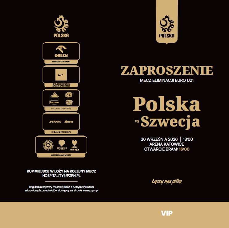 Zaproszenia VIP z meczu Polska - Szwecja 3:0 U21 (30.09.2026)
