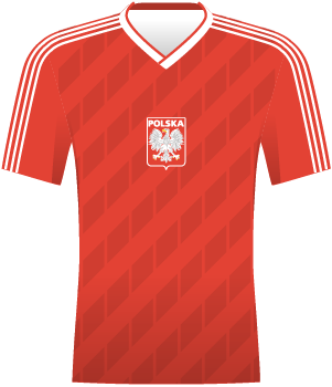 Koszulka reprezentacji Polski z MŚ 1986 (czerwona).