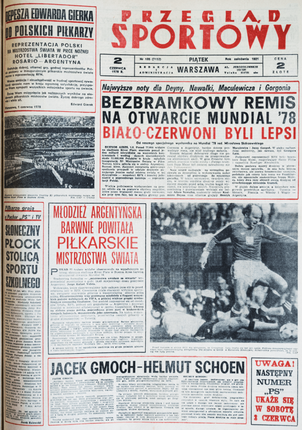 Okładka przeglądu sportowego po meczu Polska - RFN (01.06.1978)