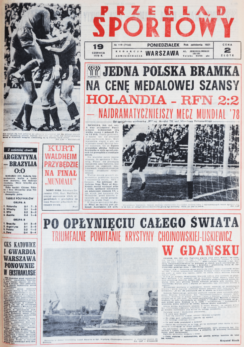Okładka przeglądu sportowego po meczu Polska - Peru (18.06.1978)