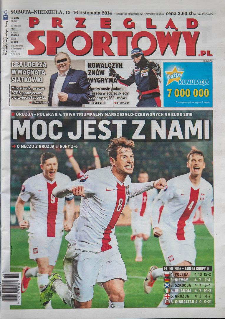 Okładka przeglądu sportowego po meczu Gruzja -Polska  (14.11.2014)