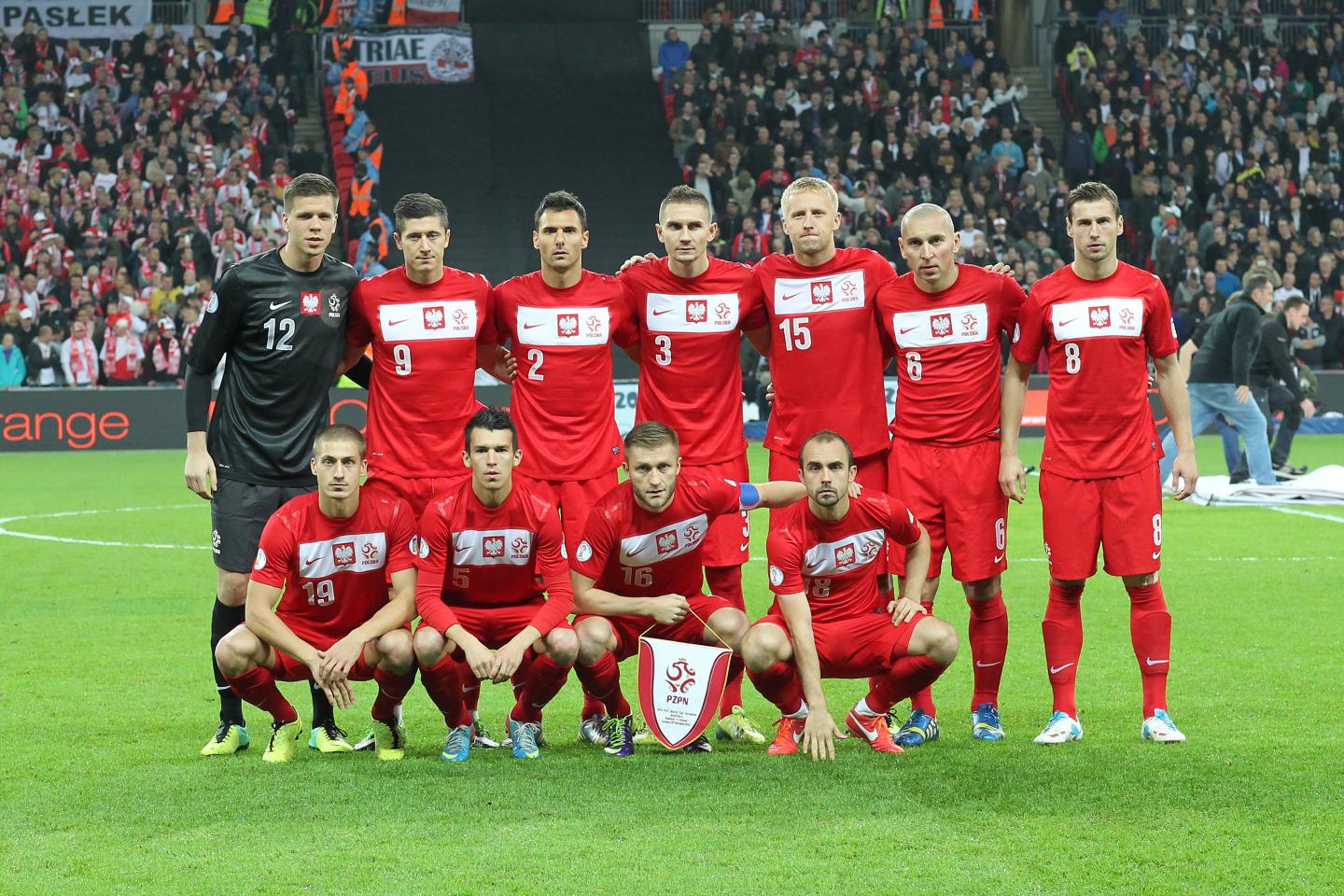 Reprezentacja Polski przed meczem z Anglią na Wembley.
