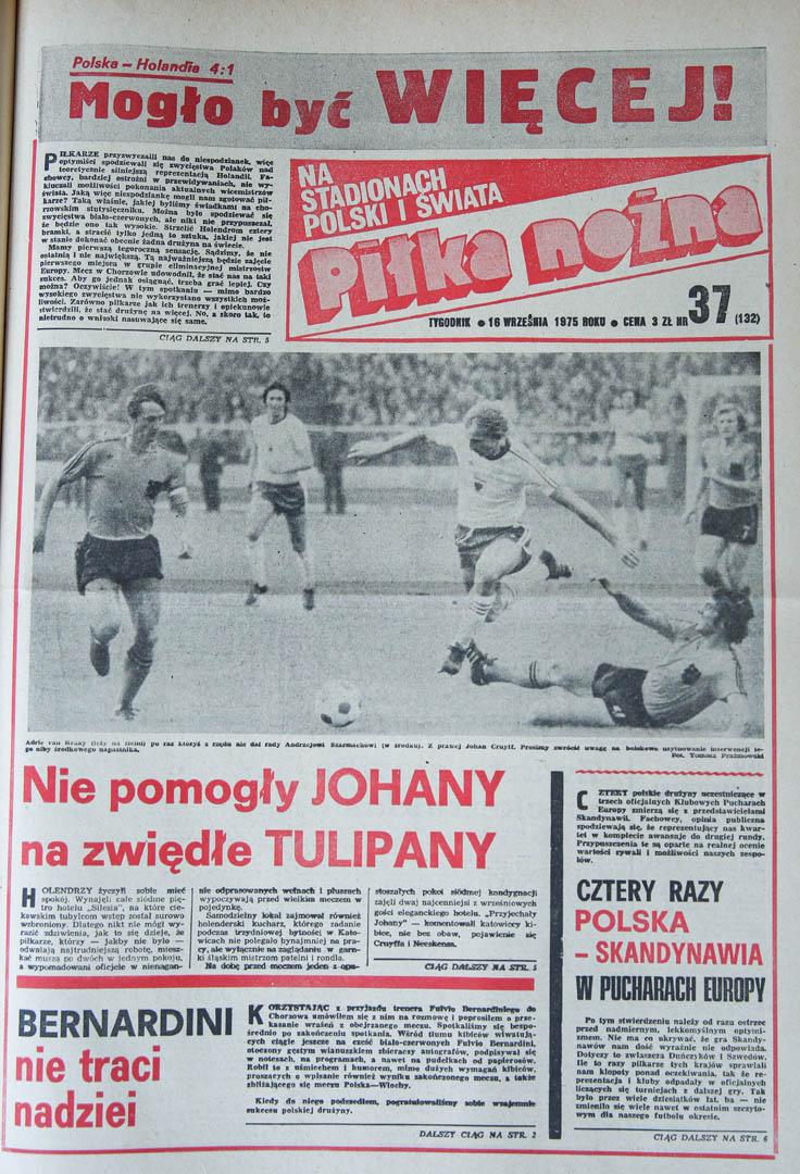 Okładka piłki nożnej po meczu Polska - Holandia (14.09.1975)
