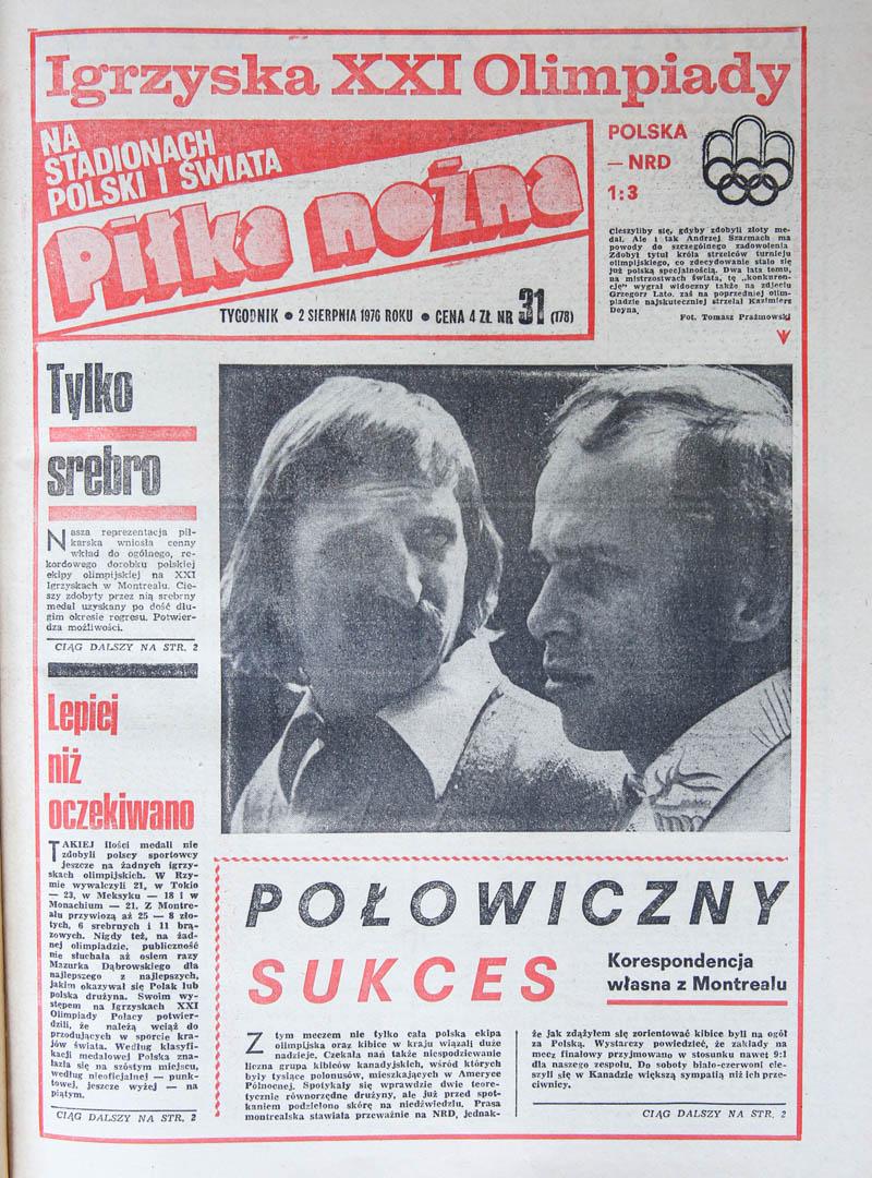 Okładka piłki nożnej po meczu Polska - NRD (31.07.1976)