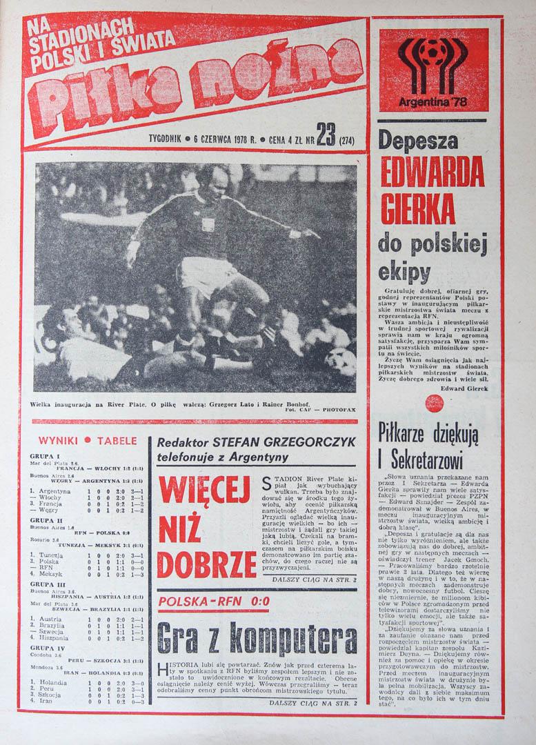 Okładka piłki nożnej po meczu RFN - Polska (01.06.1978)