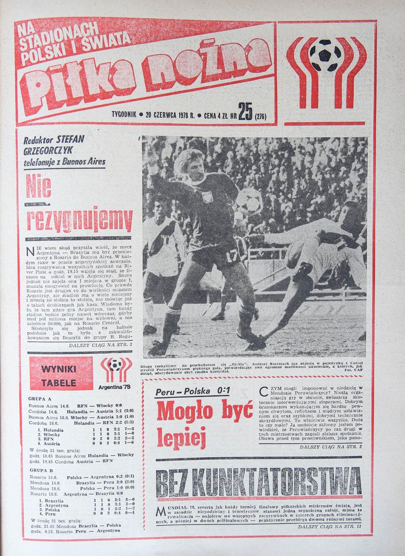 Okładka piłki nożnej po meczu Polska - Peru (18.06.1978)