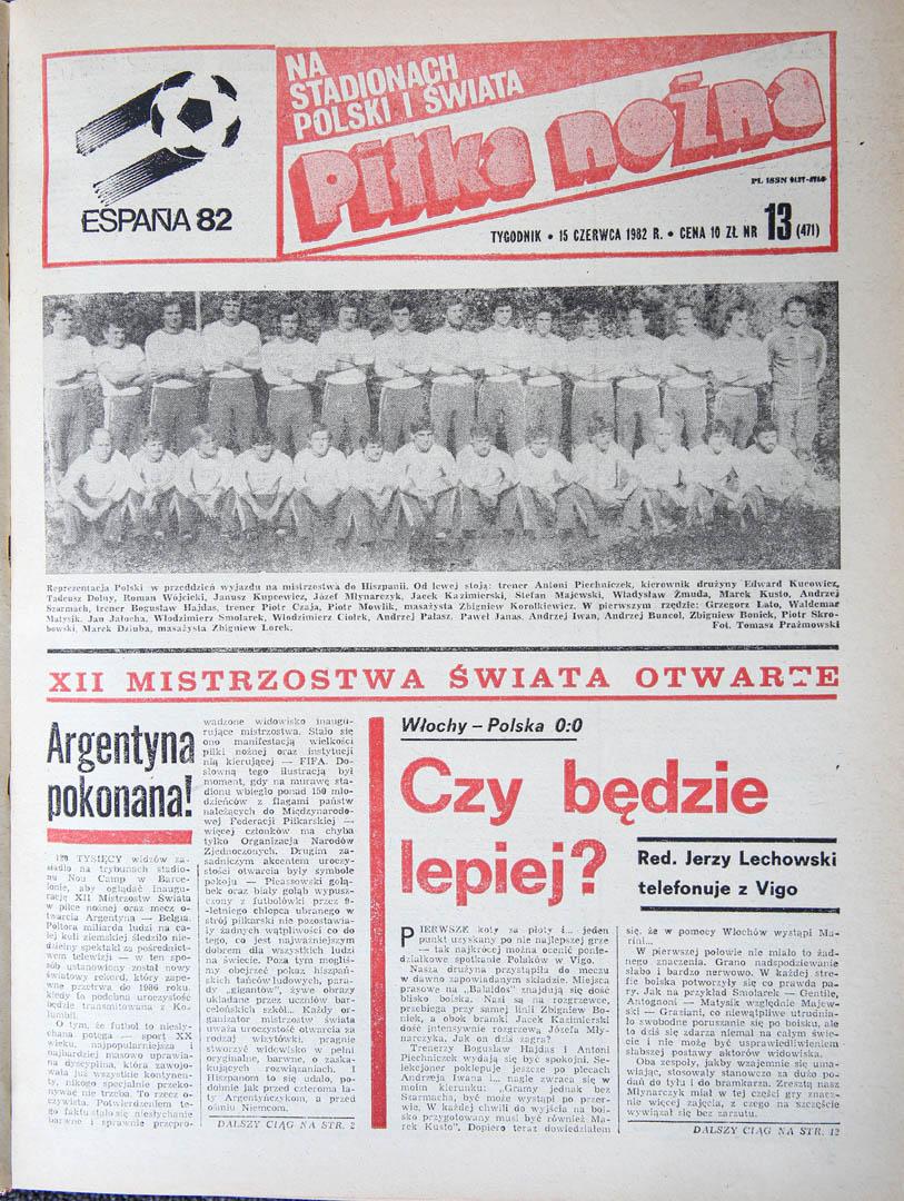 Okładka piłki nożnej po meczu Polska - Włochy (14.06.1982)