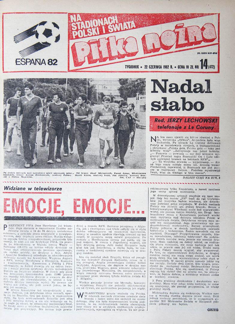 Okładka piłki nożnej po meczu Polska - Kamerun  (19.06.1982)