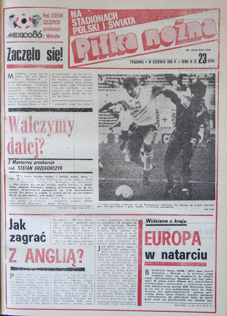 Okładka piłki nożnej po meczu Polska - Portugalia (07.06.1986)