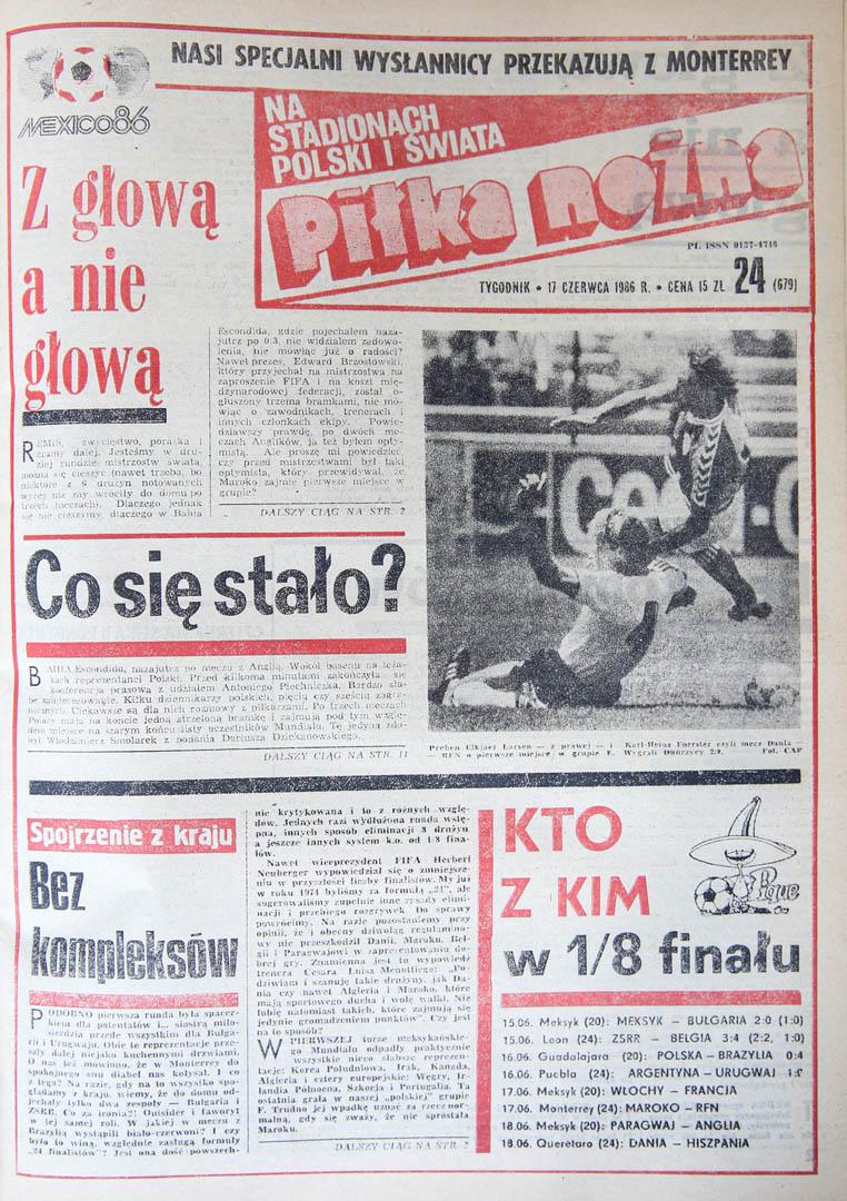 Okładka piłki nożnej po meczu Polska - Brazylia (16.06.1986)