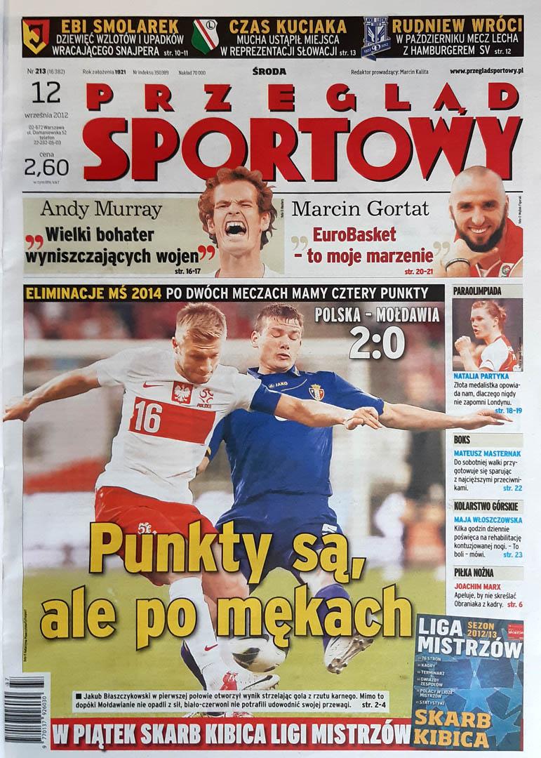 Okładka przeglądu sportowego po meczu Polska - Mołdawia (11.09.2012)