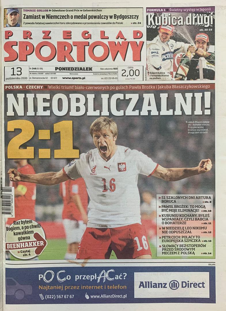 Okładka przeglądu sportowego po meczu Polska - Czechy (11.10.2008)